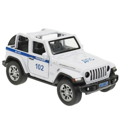 Машинка металлическая Jeep Wrangler Rubicon Полиция Технопарк RUBICON3D-12POL-WH 1